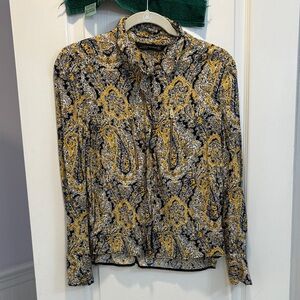 Zara Yellow and Black Paisley Blouse